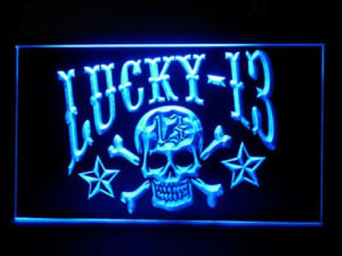 Lucky 13 Pirate Skull LED Neon Sign